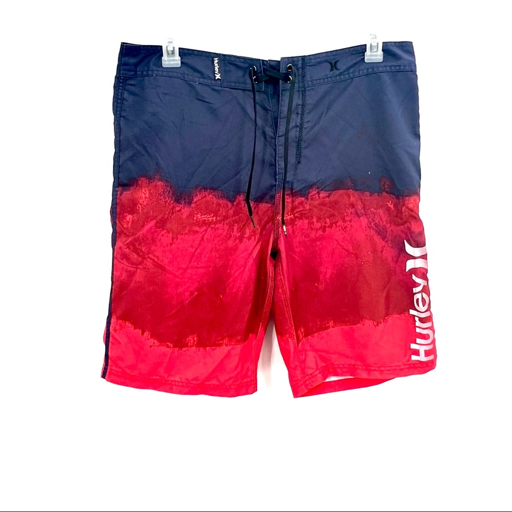 Hurley Size 34 Color Block Drawstring Board Short Swimming Trunks